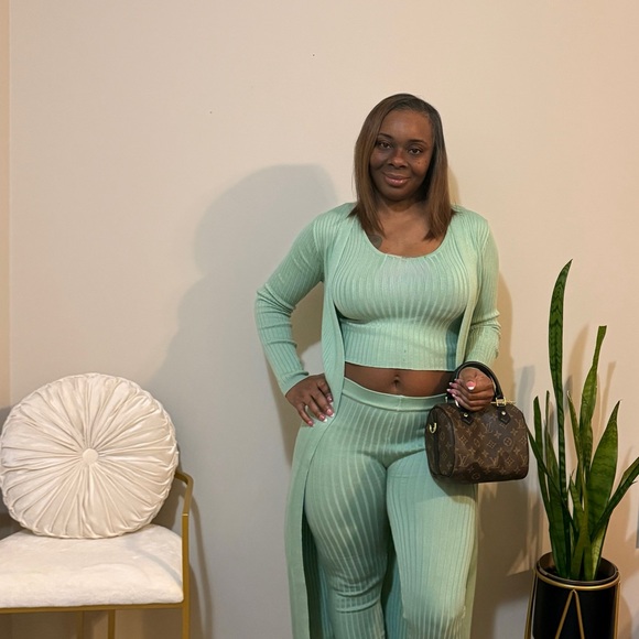 Mint Green Ribbed Knit Set - Picture 1 of 2